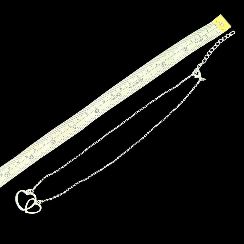🆕 Silver  Necklace Silver Serenade Dbl Hrt - Picture 4 of 4